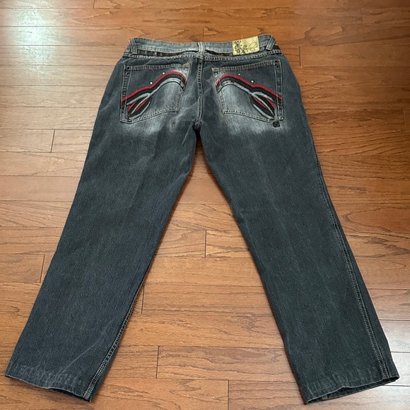 VTG Y2K Notorious B.I.G. Gray Distressed Denim Jeans Hip Hop Grunge Men's 36x30 - Picture 10 of 15